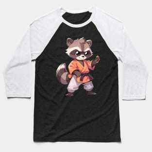 Kawaii Style Karate Master Raccoon Baseball T-Shirt